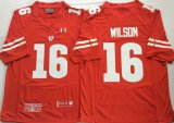 Wisconsin Badgers #16 Russell Wilson red College Football Color Rush Limited Jersey