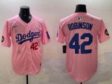 2025 Nike Los Angeles Dodgers #42 Jackie Robinson pink fashion majestic baseball jerseys Sakura plate