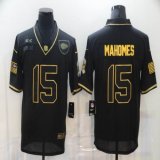 Nike Kansas City Chiefs #15 Patrick Mahomes throwback black Salute to Service Limited Jersey-BD
