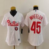 Women Nike Philadelphia Phillies #45 Zack Wheeler white majestic baseball jersey 01