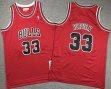 Youth Chicago Bulls 33 Scottie Pippen red throwback basketball jerseys -XD