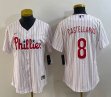 Women Nike Philadelphia Phillies #8 Nick Castellanos white majestic baseball jerseys