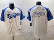 2025 Nike Los Angeles Dodgers blank white blue fashion majestic baseball jerseys Sakura plate 02