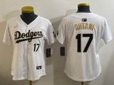 Women Dodgers #17 Shohei Ohtani Nike white gold majestic baseball Jersey