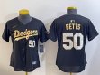 Women Dodgers #50 Mookie Betts black gold majestic baseball Jerseys