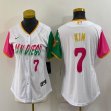 Women Nike San Diego Padres #7 Ha-Seong Kim white red green majestic baseball jersey 01