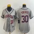 Women Nike Houston Astros #30 Kyle Tucker gray baseball jerseys -BD 01