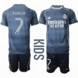2025-2026 Real Madrid club #7 Ronaldo blue kid soccer jerseys away