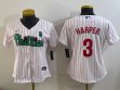Women Philadelphia Phillies #3 Bryce Harper white majestic baseball jersey Joint name-BD 01