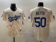 2025 Nike Los Angeles Dodgers #50 Mookie Betts beige fashion majestic baseball jerseys Sakura plate 01