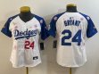 Women 2025 Nike Los Angeles Dodgers #24 Kobe Bryant white blue fashion majestic baseball jerseys Sakura plate 01