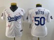 Youth 2025 Nike Los Angeles Dodgers 50 Mookie Betts white fashion majestic baseball jerseys Sakura plate 01