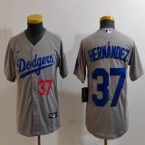 Youth Nike Los Angeles Dodgers #37 Enrique Hernandez gray majestic baseball jerseys 02
