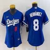 Women Nike Los Angeles Dodgers #8 Enrique Hernandez blue majestic baseball jerseys