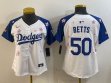 Youth 2025 Nike Los Angeles Dodgers 50 Mookie Betts white blue fashion majestic baseball jerseys Sakura plate 01