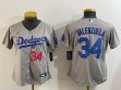 Women Nike Los Angeles Dodgers #34 Fernando Valenzuela gray MLB baseball Jersey 01