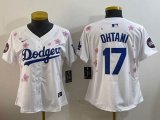 Women 2025 Nike Los Angeles Dodgers #17 Shohei Ohtani white fashion majestic baseball jerseys Sakura plate 01