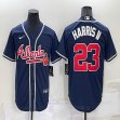Nike Atlanta Braves #23 Michael Harris II dark blue new majestic baseball jersey-BD