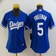 Los Angeles Dodgers #5 Freddie Freeman blue women majestic baseball Jerseys-BD