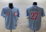 Nike Chicago Cubs #27 Seiya Suzuki skyblue throwback baseball jerseys