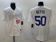 Los Angeles Dodgers #50 Mookie Betts white fashion Nike majestic baseball Jersey-BD