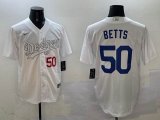 Los Angeles Dodgers #50 Mookie Betts white fashion Nike majestic baseball Jersey-BD