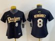Women Nike Los Angeles Dodgers #8 Enrique Hernandez black gold majestic baseball jerseys