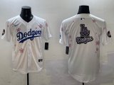 2025 Nike Los Angeles Dodgers blank white fashion majestic baseball jerseys Sakura plate 04