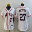 Women Nike Houston Astros #27 Jose Altuve white majestic baseball jerseys 01