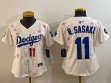 Youth Dodgers #11 Roki Sasaki beige fashion majestic baseball jerseys Sakura plate