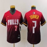 Youth Nike Philadelphia Phillies #7 Trea Turner red majestic baseball jersey city version 01