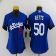 New Nike Los Angeles Dodgers #50 Mookie Betts blue women majestic baseball jerseys