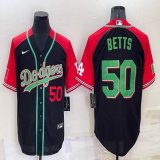 Nike Los Angeles Dodgers #50 Mookie Betts black red green throwback majestic baseball Jersey-BD