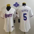 Women 2023 Champions Nike Texas Rangers #5 Seager white majestic baseball jerseys