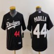 Youth Nike Los Angeles Dodgers#44 Padilla black majestic baseball Jersey-BD 01