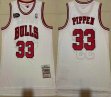 Chicago Bulls 33 Scottie Pippen white throwback basketball jerseys with NBA Finals patch -XD