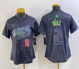 Women Nike Tampa Bay Rays #2 Yandy Diaz black majestic baseball jersey city version 02
