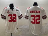 Ohio State Buckeyes #32 Treveyon Henderson white college football jerseys with 2025 championship patch
