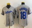 Women Nike Los Angeles Dodgers #18 Yoshinobu Yamamoto gray majestic baseball jerseys 04