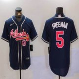 Nike Atlanta Braves #5 Freddie Freeman dark blue majestic baseball jersey 01