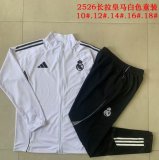 2025-2026 Real Madrid club white black kid soccer jacket with Long Trousers E2503
