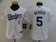 Custom Youth Dodgers #5 Corey Seager Nike white Dodger World Series Champions Flexbase Authentic Collection Jersey