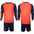 2026 Spain team red navy long sleeve soccer jerseys home