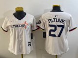 Youth Houston Astros #27 Jose Altuve white majestic baseball jerseys Joint name 03