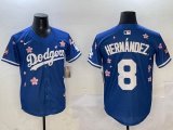 2025 Nike Los Angeles Dodgers #8 Enrique Hernandez blue fashion majestic baseball jerseys Sakura plate 01
