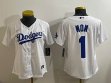 Youth Nike Los Angeles Dodgers #1 Mon white majestic baseball jerseys 01