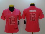 Women Green Bay Packers #12 Aaron Rodgers Nike pink Color Rush Limited Jersey