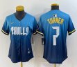 Women Nike Philadelphia Phillies #7 Trea Turner blue majestic baseball jerseys city version