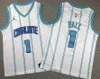 Youth jordan logo New Orleans Hornets #1 LaMelo Ball white nba Jerseys -XD
