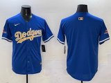 Los Angeles Dodgers blank blue gold fashion baseball Jerseys-BD